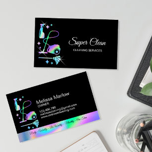 Maid Cleaning House Cleaning Services HOLOGRAPH Business Card