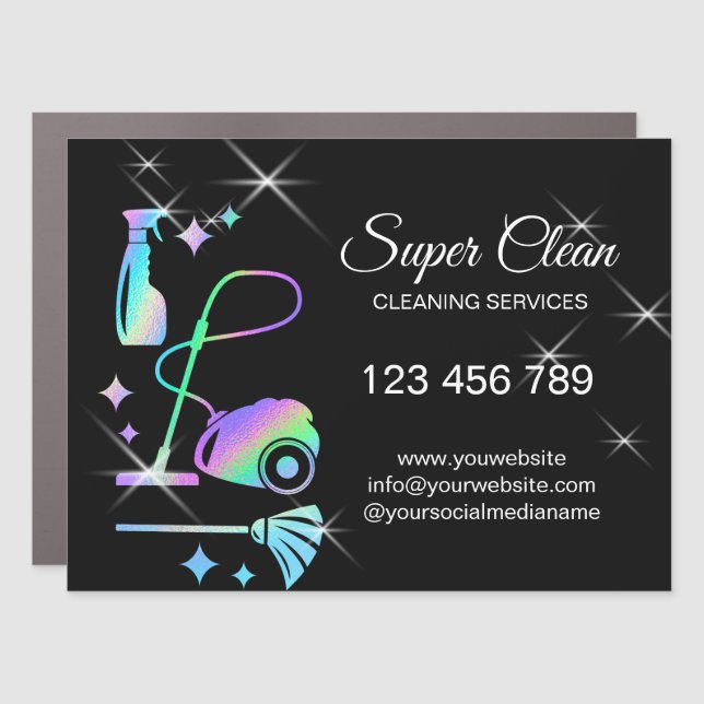 Maid Cleaning House Cleaning Services HOLOGRAPH Car Magnet (Front)