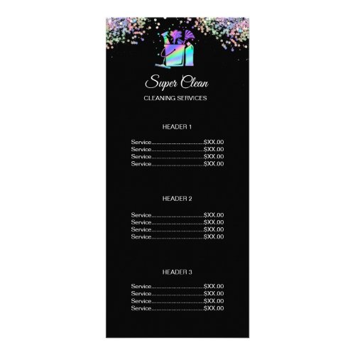 Maid Cleaning House Holographic Price List Rack Ca Rack Card