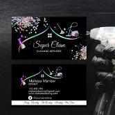 Maid Cleaning House Sparkling Holograph Business C Business Card