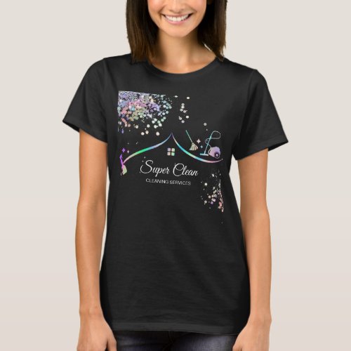 Maid Cleaning House Holographic Sparkling Business T_Shirt