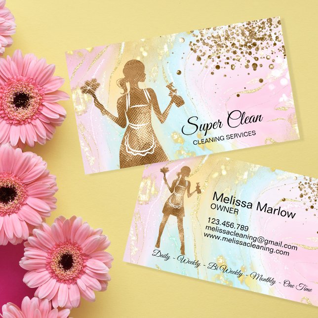 Maid Cleaning House professional Cleaning Services Business Card (Creator Uploaded)