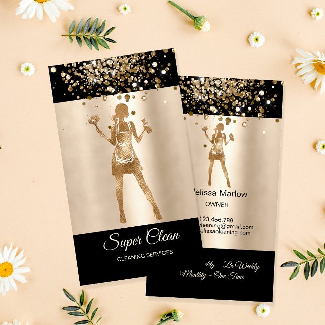 Maid Cleaning House professional Cleaning Services Business Card (Creator Uploaded)