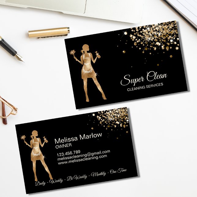Maid Cleaning House professional Cleaning Services Business Card (Creator Uploaded)