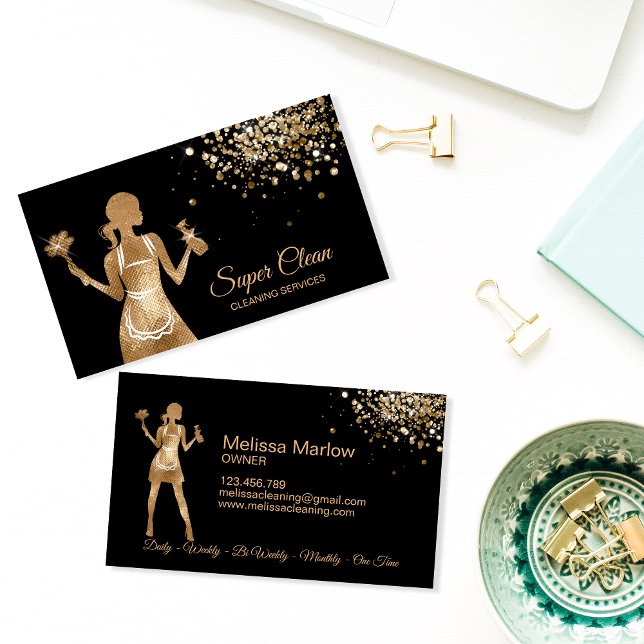 Maid Cleaning House professional Cleaning Services Business Card (Creator Uploaded)