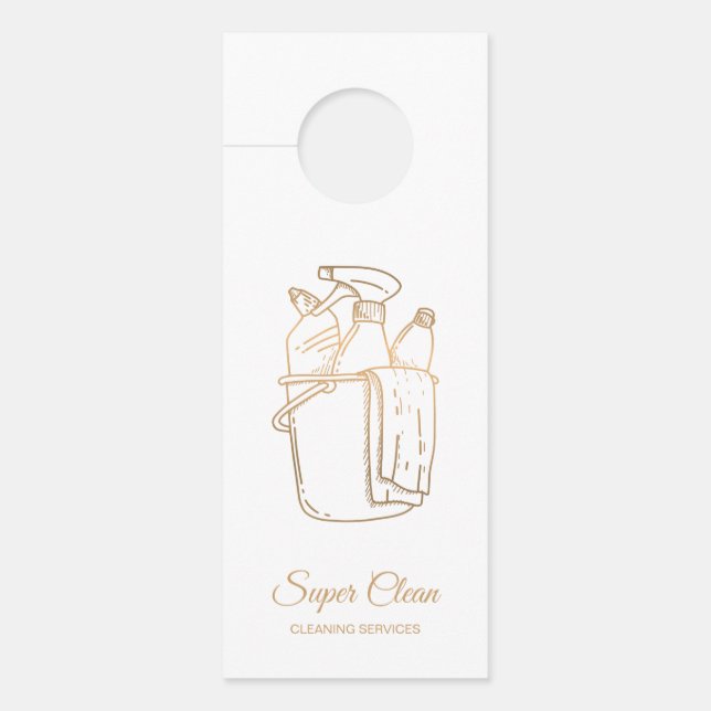 Maid Cleaning House professional Cleaning Services Door Hanger (Front)