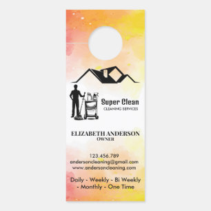 Maid Cleaning House Professional Cleaning Services Door Hanger