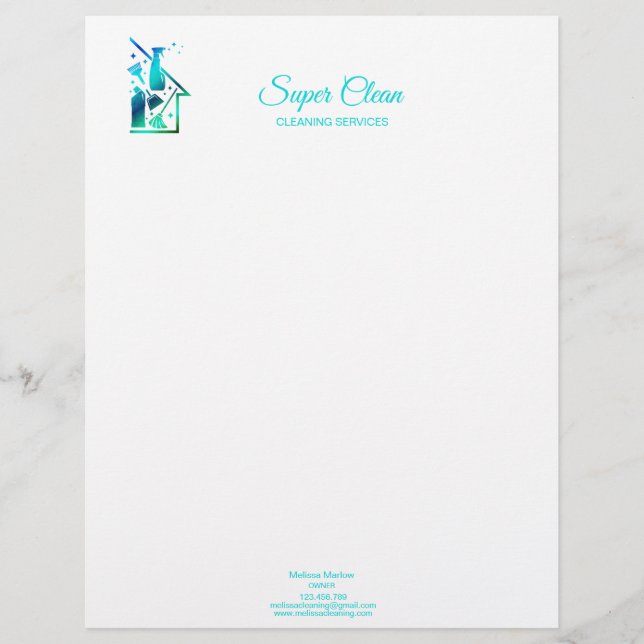 Maid Cleaning House professional Cleaning Services Letterhead (Front)
