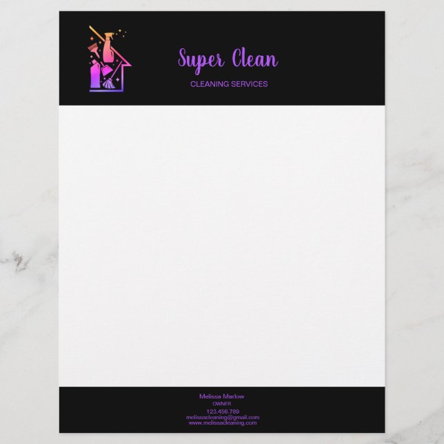 Maid Cleaning House professional Cleaning Services Letterhead (Front)