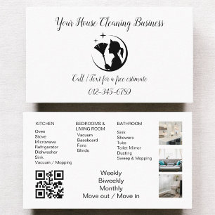 Maid Cleaning House QR Code Sparkling Business Business Card