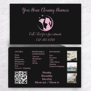 Maid Cleaning House QR Code Sparkling Business Business Card
