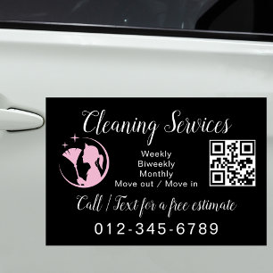 Maid Cleaning House QR Code Sparkling Business Car Magnet