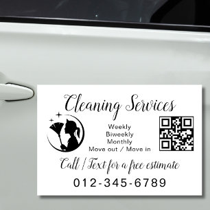 Maid Cleaning House QR Code Sparkling Business Car Magnet