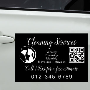 Maid Cleaning House QR Code Sparkling Business Car Magnet