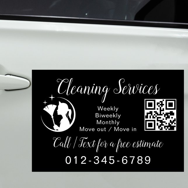 Maid Cleaning House QR Code Sparkling Business Car Magnet (Creator Uploaded)