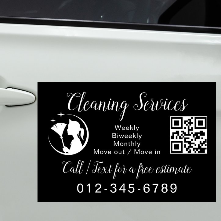 Maid Cleaning House QR Code Sparkling Business Car Magnet