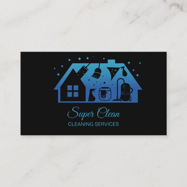 Maid Cleaning House Sparkling Business Card (Front)