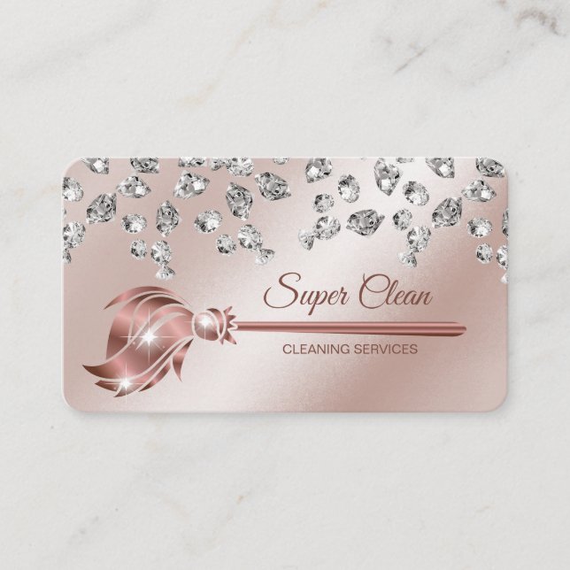 Maid Cleaning House Sparkling diamonds Business Card (Front)