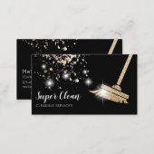 Maid Cleaning House Sparkling Dripping Gold Business Card (Front/Back)