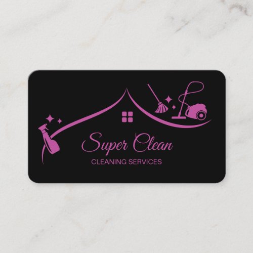 Maid Cleaning House Sparkling Fuchsia Business Card