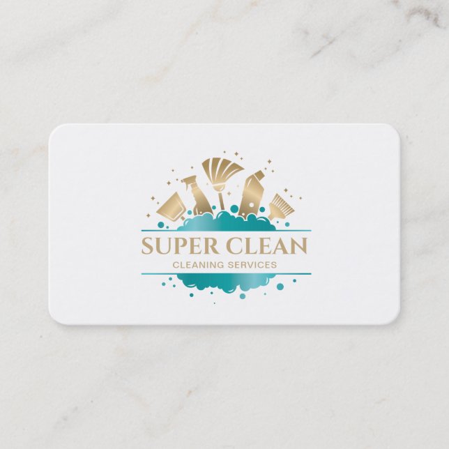 Maid Cleaning House Sparkling  Gold Business Card (Front)