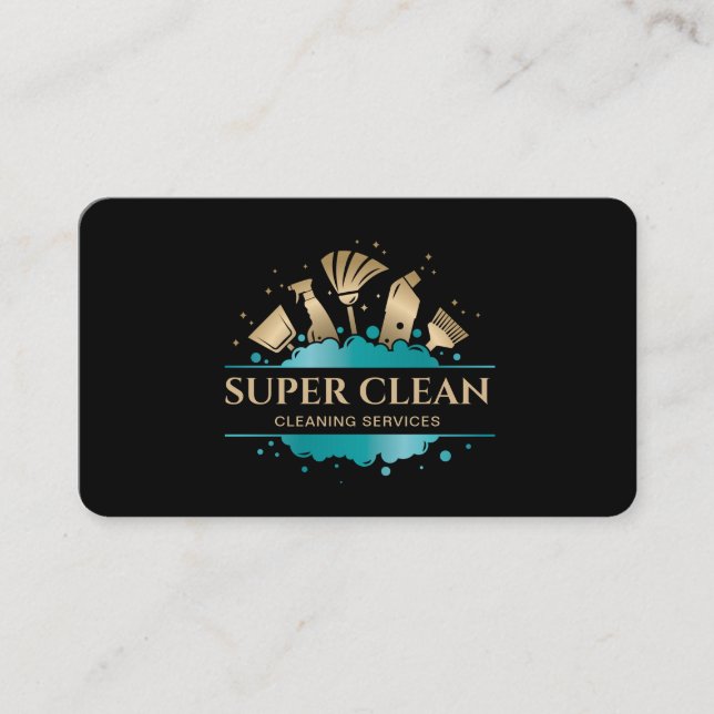 Maid Cleaning House Sparkling  Gold Business Card (Front)