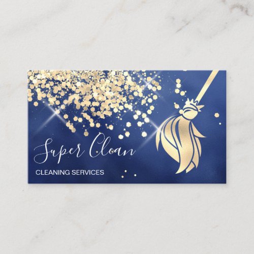 Maid Cleaning House Sparkling gold Business Card
