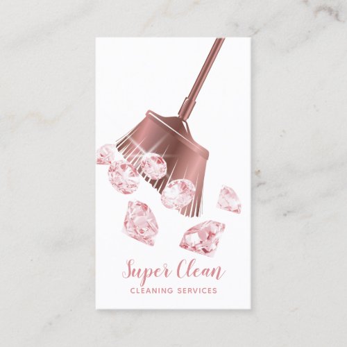 Maid Cleaning House Sparkling Gold Diamonds Business Card