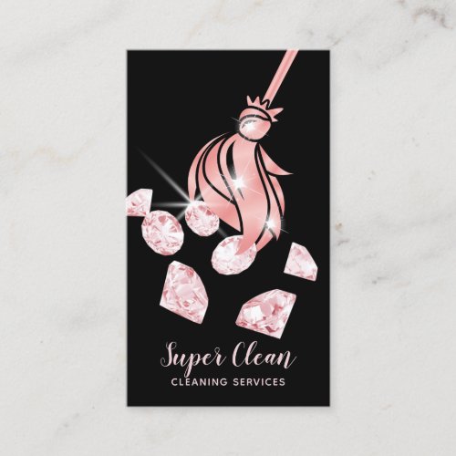 Maid Cleaning House Sparkling Gold Diamonds Business Card