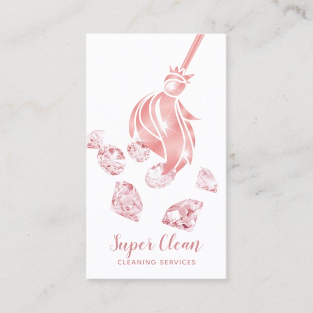 Maid Cleaning House Sparkling Gold Diamonds Business Card (Front)