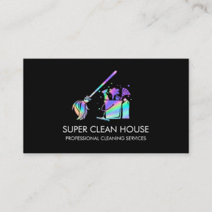 Maid Cleaning House Sparkling Holograph Business C Business Card