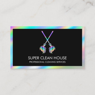 Maid Cleaning House Sparkling Holograph Business C Business Card