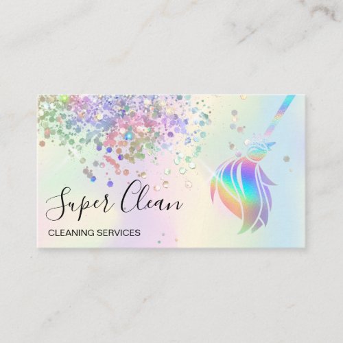 Maid Cleaning House Sparkling Holograph Business C Business Card