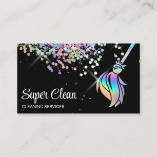 Maid Cleaning House Sparkling Holograph Business C Business Card