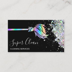 Maid Cleaning House Sparkling Holograph Business C Business Card