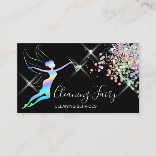 Maid Cleaning House Sparkling Holograph Business C Business Card