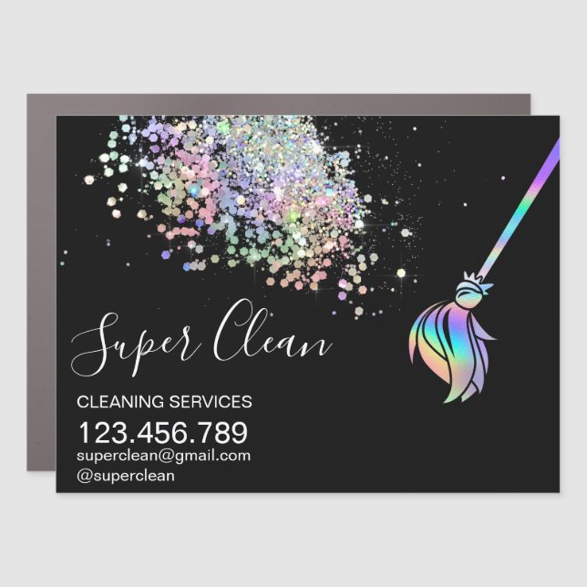 Maid Cleaning House Sparkling Holograph Business C Car Magnet (Front)