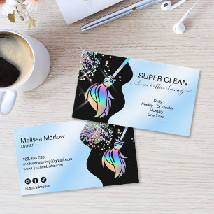 Maid Cleaning House Sparkling Holograph Business C Card