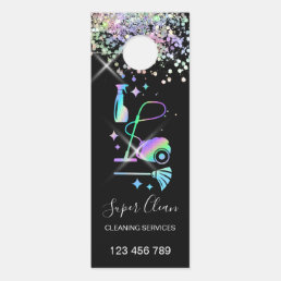 Maid Cleaning House Sparkling Holograph Business C Door Hanger