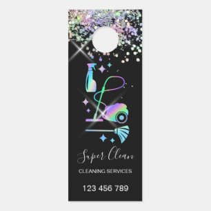 Maid Cleaning House Sparkling Holograph Business C Door Hanger
