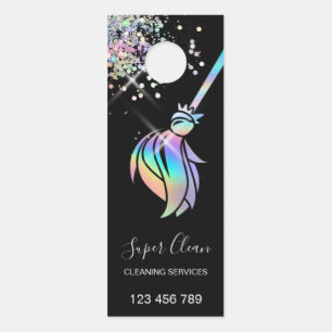 Maid Cleaning House Sparkling Holograph Business C Door Hanger