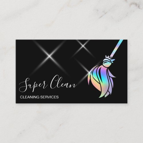 Maid Cleaning House Sparkling Holograph Business Card