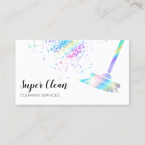 Maid Cleaning House Sparkling Holograph Business Card