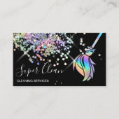 Maid Cleaning House Sparkling Holograph Business Card (Front)