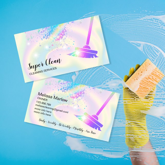 Maid Cleaning House Sparkling Holograph Business Card (Creator Uploaded)
