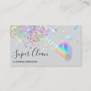 Maid Cleaning House Sparkling Holograph Business Card