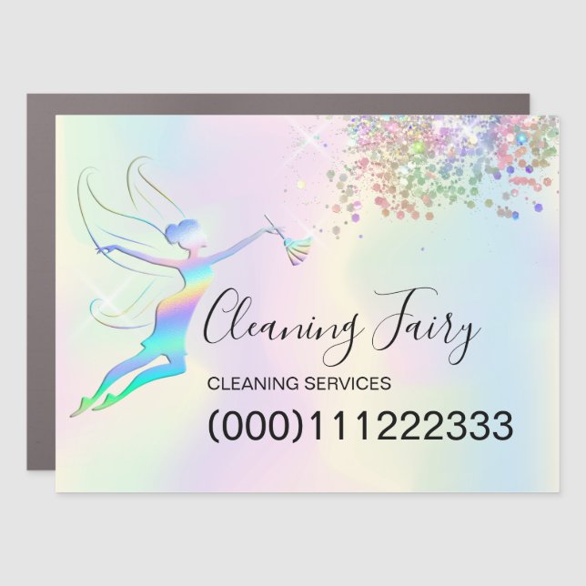 Maid Cleaning House Sparkling Holograph Fairy Car  Car Magnet (Front)
