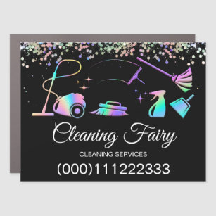 Maid Cleaning House Sparkling Holograph Fairy Car  Car Magnet