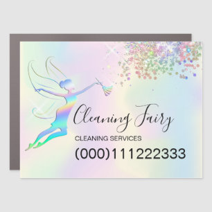 Maid Cleaning House Sparkling Holograph Fairy Car  Magnet