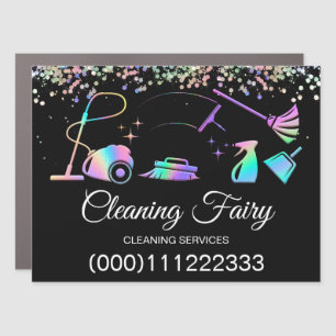 Maid Cleaning House Sparkling Holograph Fairy Car  Magnet